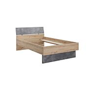 Letto una piazza e mezza Industry con testata ricurva in finitura Rovere e Grigio smoke