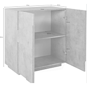 Madia a 2 ante con disegni geometrici in finitura Bianco lucido