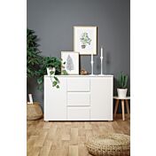 Conveniente madia 2 ante e 3 cassetti colore Bianco opaco