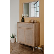 Composizione ingresso Kara in finitura Quercia ed effetto Rafia