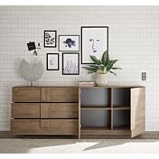 Offerta soggiorno moderno con tavolo, credenza e colonna in finitura Mercure