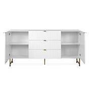 Madia 2 ante e 3 cassetti, bianco opaco con dettagli dorati