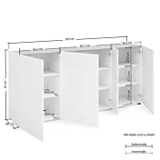 misure Scarpiera L.203 cm Bianco lucido con top Rovere