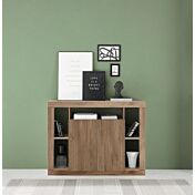 Soggiorno completo Made in Italy, finitura Mercure composto da madia 2 ante + 3 cassetti, tavolo allungabile e madia 2 ante