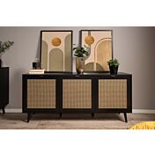 Credenza Madia moderna Arendal con 3 ante in finitura Nero opaco con dettagli Oro