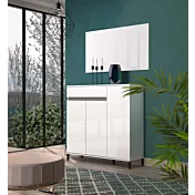 Madia moderna a 3 ante e 1 cassetto, Bianca 