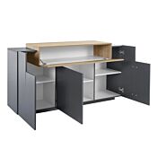 Conveniente Madia con 3 ante e una ribalta in finitura Ardesia e Oak