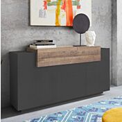 Conveniente Madia con 3 ante e una ribalta in finitura Ardesia e Oak