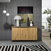 Madia bassa in offerta a 3 ante, finitura Rovere Artisan