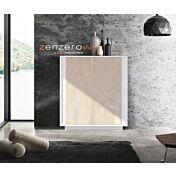 Madia di Design Alta, Credenza Moderna 2 ante, Bianco Nobilitato e Opera
