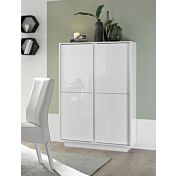 Madia moderna alta con 4 ante in finitura bianco lucido