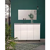 Madia moderna a 4 ante, Bianca lucida in offerta