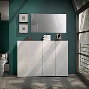 Madia multiuso 4 ante finitura Bianca Lucido, Made in Italy