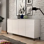 Madia multiuso 4 ante colore Bianco Lucido, Made in Italy