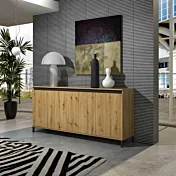 Spaziosa Credenza moderna a 4 ante, finitura Rovere Artisan