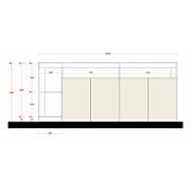 Credenza Madia a 4 ante con un ripiano in finitura bianco laccato lucido e Cemento