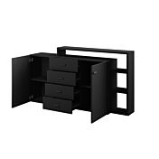 Madia salvaspazio 2 ante e 4 cassetti, colore nero opaco
