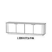 Credenza Moderna, Madia di Design, 4 ante, Bianco Nobilitato e Opera