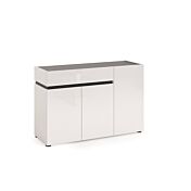 Madia con maniglia a gola, 3 ante 1 cassetto, finitura Bianco laccato lucido