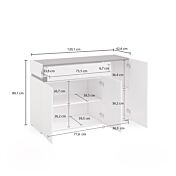 Madia con maniglia a gola, 3 ante 1 cassetto, finitura Bianco laccato lucido