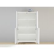 Soggiorno moderno, Sala da pranzo, bianca laccata lucida, completa di 2 madie e tavolo