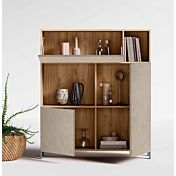 Madia 3 ante, 2 vani a giorno finitura Argilla e Noce Biondo