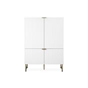 Madia contenitore alta moderna 2 ante, bianco opaco con dettagli dorati