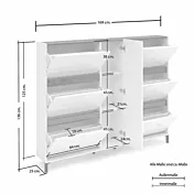 misure Scarpiera 6 ante ribalta e 1 anta battente, Bianco lucido 