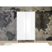 Madia alta per cucina, stile moderno, finitura bianco laccato lucido