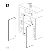 Madia alta di design con 2 ante in finitura bianco laccato lucido e Cemento