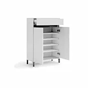 Scarpiera 2 ante e 1 cassetto, Bianco lucido nuovo