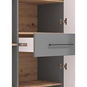 Madia alta 2 ante 1 cassetto, finitura Rovere e Grafite