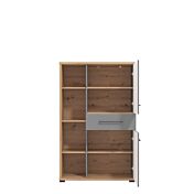 Madia alta 2 ante 1 cassetto, finitura Rovere e Grafite