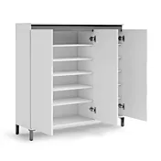 Madia moderna a 3 ante, Bianca lucida aperta