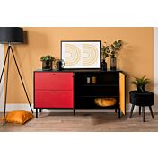 Madia multicolore 2 ante e 2 cassetti, con struttura nera e chiusura ammortizzata