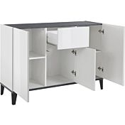 Madia moderna Bianca lucido e Ardesia, 3 ante 1 cassetto