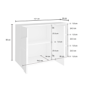 Madia con 2 ripiani e 2 ante con disegni geometrici in finitura Ardesia