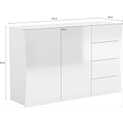 Madia, comò a 4 cassetti e 2 ante curve, linea arco