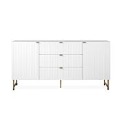 Madia 2 ante e 3 cassetti, bianco opaco con dettagli dorati