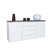 Madia 2 ante e 4 cassetti, finitura Bianco Lucido e Grigio