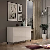 Credenza moderna a 3 ante, finitura Bianca lucida
