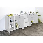 Madia in appoggio bianca laccata lucida con due ante e tre cassetti