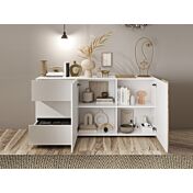 Soggiorno moderno, 2 madie e porta tv, Kadiz e Bianco Lucido