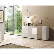 Madia moderna 2 ante 3 cassetti in Kadiz e Bianco Lucido