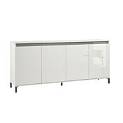 Madia a 4 ante, colore Bianco lucido e con dettaglio Ardesia