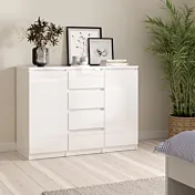 madia bianco lucido con cassetti