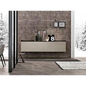 Madia sospesa 2 cestoni e 2 cassetti, finitura materico Cemento cava e Rovere carbone