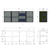 madia con cassetti colorata