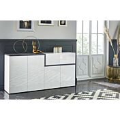 Madia moderna con 4 ante e 1 cassetto in finitura Bianco lucido e Ardesia 