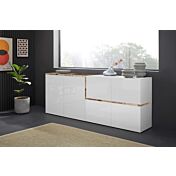 Madia moderna con 4 ante in finitura Bianco lucido e Pero L.210